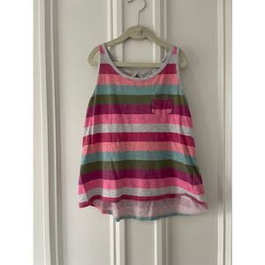 Old Navy pink, green white striped tank 10-12